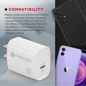 POWERPEAK iPhone USB C 20W Fast Charger + Charging Cable